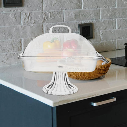 Cake Display Tray with Dome Clear Acrylic Cover Reusable Snack Serving Platter 10.82X8.46X8.26In Perfect for Birthday Christmas and Party Dessert Presentation
