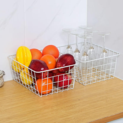 11" Upright Freezer Storage Baskets, Black Wire Storage Bins Small Bakset for Freezer, Pantry, Bathroom Organizing, Set of 2
