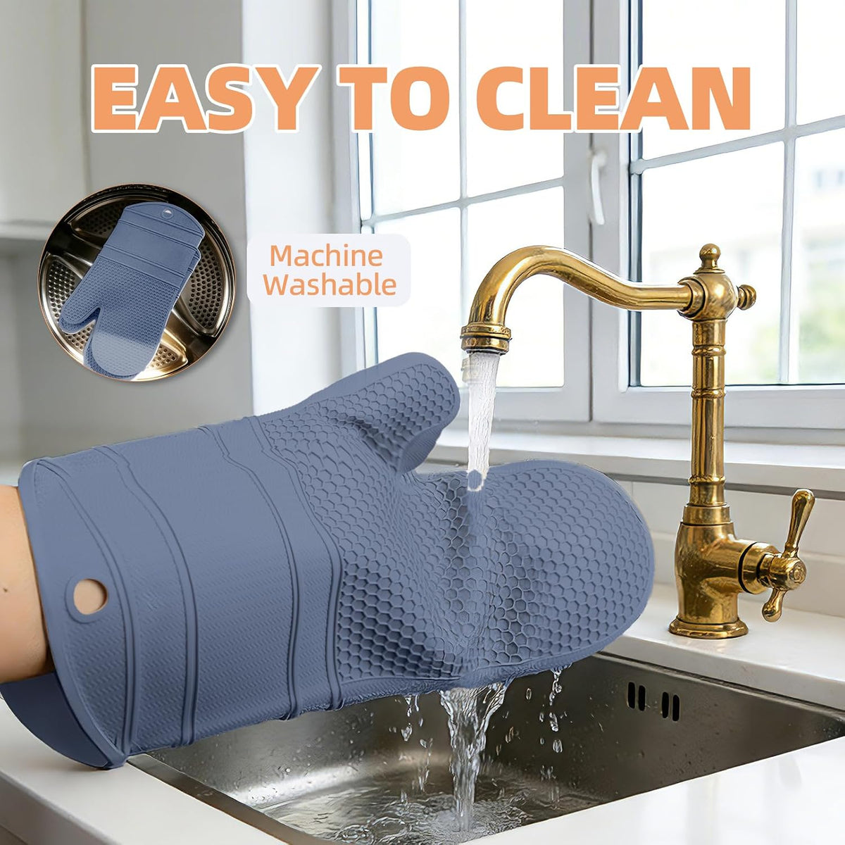 Yutat Silicone Oven Mitts - Oven Mitts and Pot Holders Sets Made of Non-Slip & BPA-Free Silicone, High Heat Resistant 500 Degrees, Perfect for Kitchen Cooking Baking BBQ, Peak Green