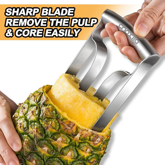 Choxila Pineapple Corer Large Stainless Steel Pineapple Corer Peeler Pineapple Cutter Fruit tool Easy Kitchen Tool - Large（4inch+）