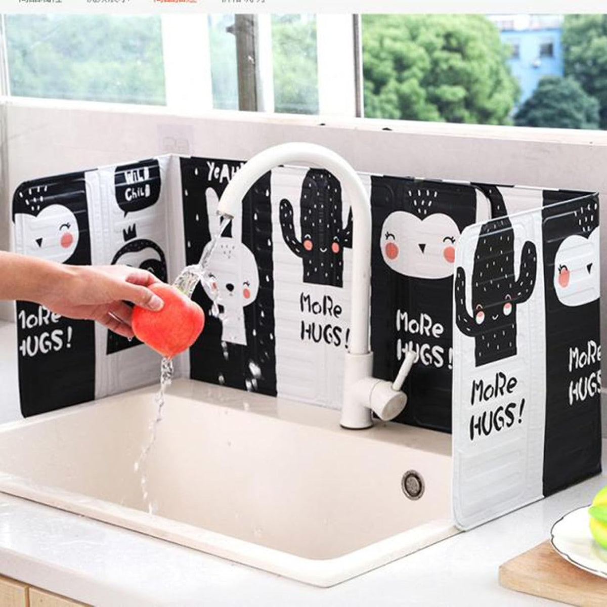 Tissting 33.1x12.8in (84x32.5cm) Foldable Splatter Guard - 3-Sided Aluminum Splash Board for Stove Top, Kitchen Oil Barrier, Grease Protection, Easy Clean & Storage