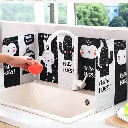 Tissting 33.1x12.8in (84x32.5cm) Foldable Splatter Guard - 3-Sided Aluminum Splash Board for Stove Top, Kitchen Oil Barrier, Grease Protection, Easy Clean & Storage