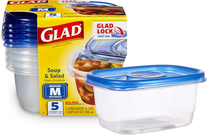 Glad GladWare Tall Entree Food Storage Containers with Lids, Large Square BPA Free Plastic for Meal Prep and Lunches, Lock Tight Seal, Microwave and Dishwasher Safe, 42 Oz, 3 Count