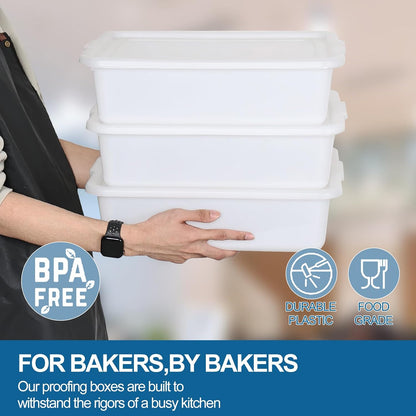 3-Pack 13 L Pizza Dough Proofing Box with Lid, White