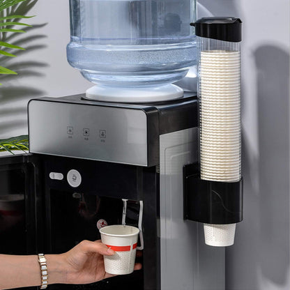 Cup Dispenser Wall Mounted Plastic Water Dispenser Disposable Cup Holder Rack, Paste or Screw Plate Mountable for Paper Cups Halloween Party Supplies(L, White)