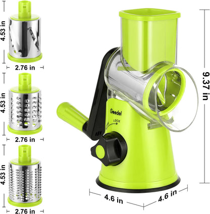 Geedel Rotary Cheese Grater Hand Crank, Cheese Shredder Vegetable Slicer