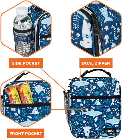 opux Premium Insulated Lunch Box, Soft School Lunch Bag for Kids Boys Girls, Leakproof Small Lunch Pail Men Women Work, Reusable Compact Cooler Tote Lunchbox for Office Adult, Black
