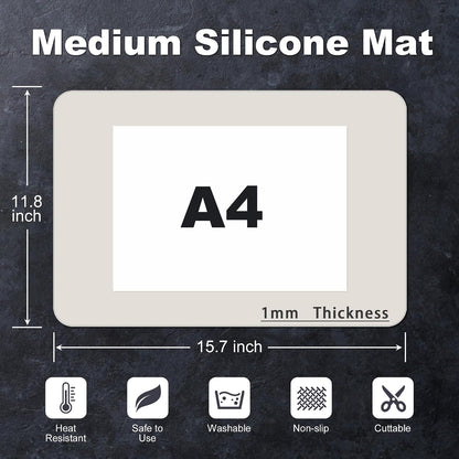 Silicone Mat for Kitchen Counter, Silicone Mat Trimable to Size (Black, 15.7×11.8inch-2pcs), BPA-Free Silicone Placemat, Heat-Resistant NonSlip Table Mat for Air Fryer, Countertop Protector Mat