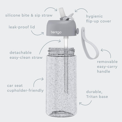Bentgo Kids Water Bottle - Leak-Proof, Durable Tritan PFAS- & BPA-Free 15 fl oz, Kids/Toddlers Ages 3+ for School & Sports; Bite & Sip Spout, Carrying Handle, Dishwasher Safe (Unicorn)