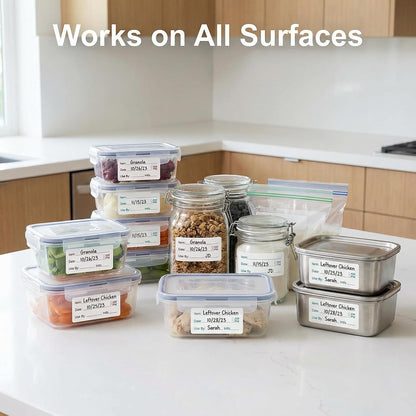 Food Storage Labels, 1 x 2 Inch, 1000 Pieces Removable Freezer Stickers, 2 Rolls