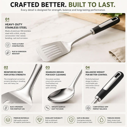 Stainless Steel Cooking Spoon Set, Serving,Slotted & Ladle