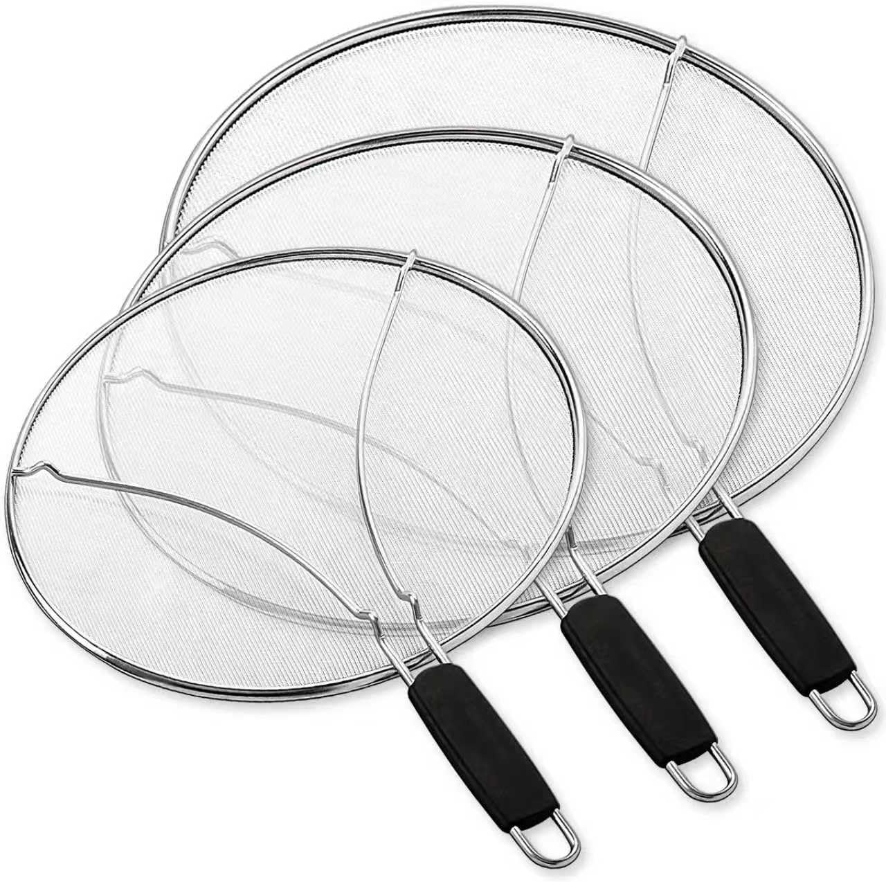 Splatter Screen for Frying Pan & Food Strainer,13 Inch Stainless Steel Grease Splatter Guard,Shield from Splashing Oil, Dishwasher Safe(Red)