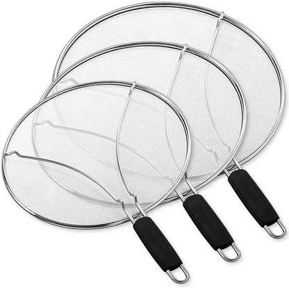 Splatter Screen for Frying Pan & Food Strainer,13 Inch Stainless Steel Grease Splatter Guard,Shield from Splashing Oil, Dishwasher Safe(Red)