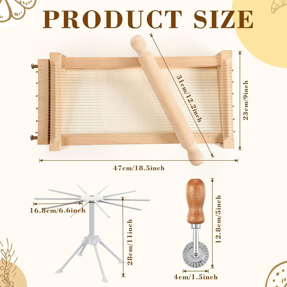 Silifine 4 Pcs Pasta Guitar Chitarra Cutter Pasta Maker Tool Set