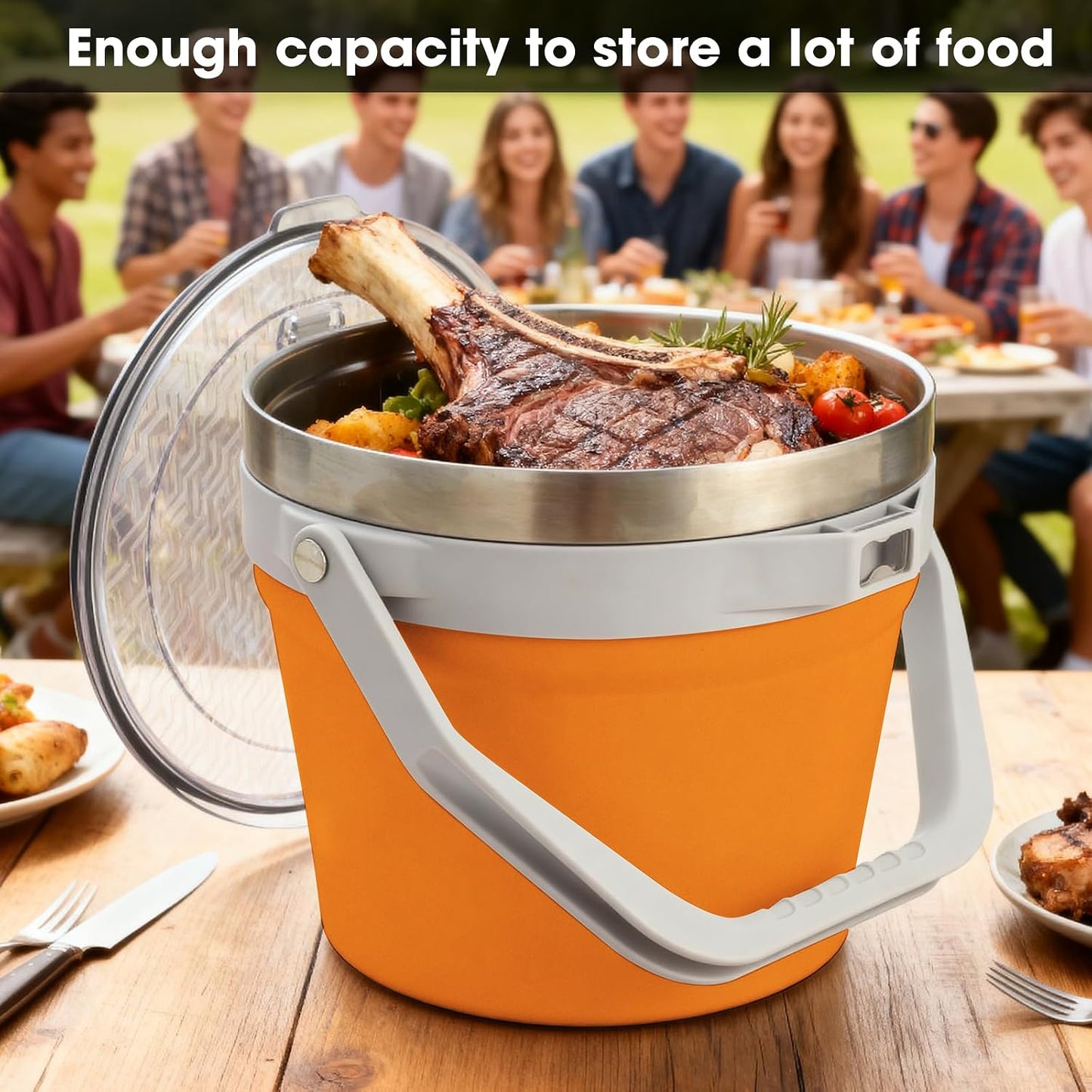 COKTIK 7L Vacuum Insulated Ice Bucket with Lid and Scoop& Tongs，Large capacity Stainless Steel Beverage Bucket for Cocktail, Champagne, Wine, Beer，Large Parties（Milk White Suit）