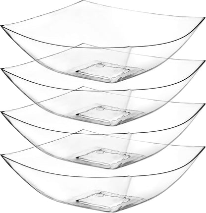 Posh Setting - White Plastic Square Serving Bowls for Party (16oz - 4 Pack), Disposable & Candy Containers for Party Table & Buffet