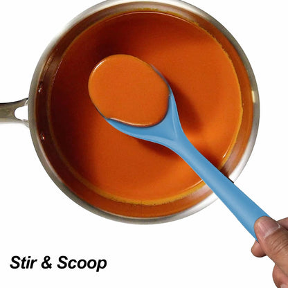 VOVOLY Silicone Spoons for Cooking, Solid & Slotted Spoon Set, Med, Black