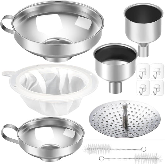 Gejoy 12 Pcs Stainless Steel Canning Funnels for Wide Mouth Mason Jars