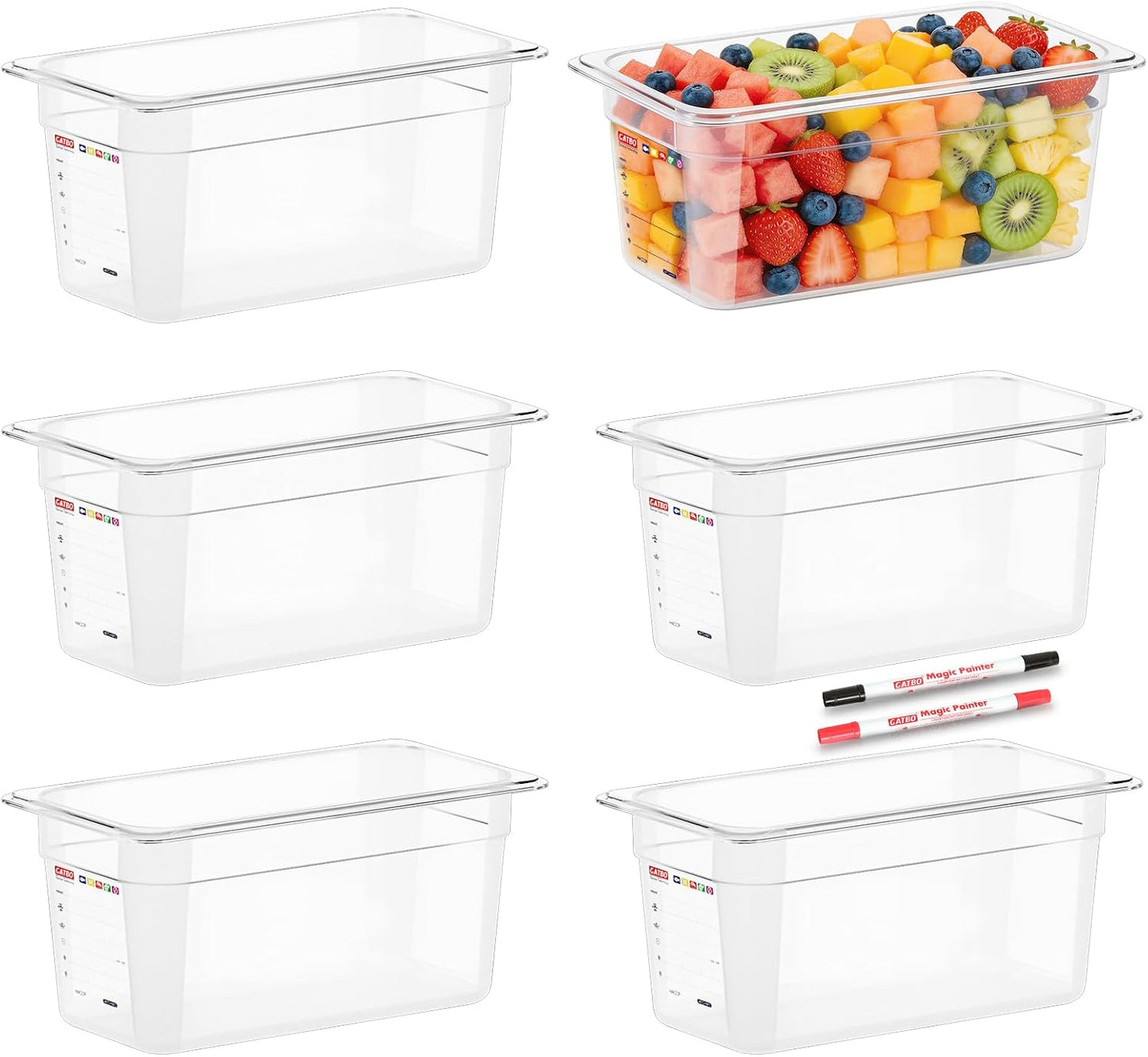 6-Pack Clear Polycarbonate Handled Lids for 1/6 Size NSF Food Pans