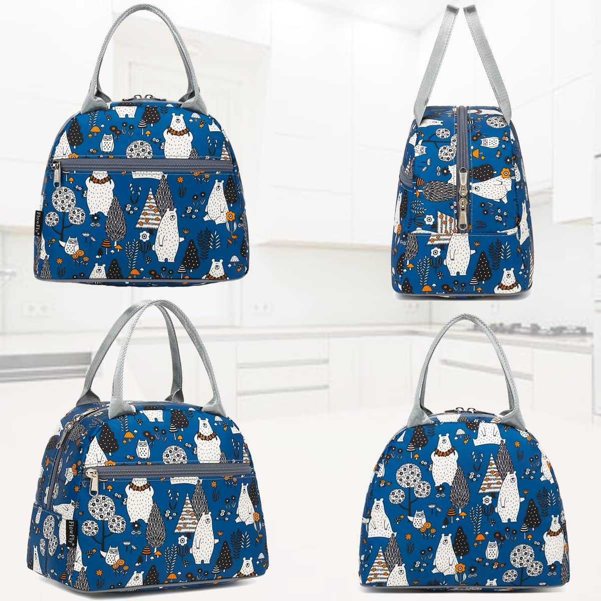 FlowFly Insulated Lunch Cooler Bag - Tote Bag Organizer for Women/Men, Black - Colors B