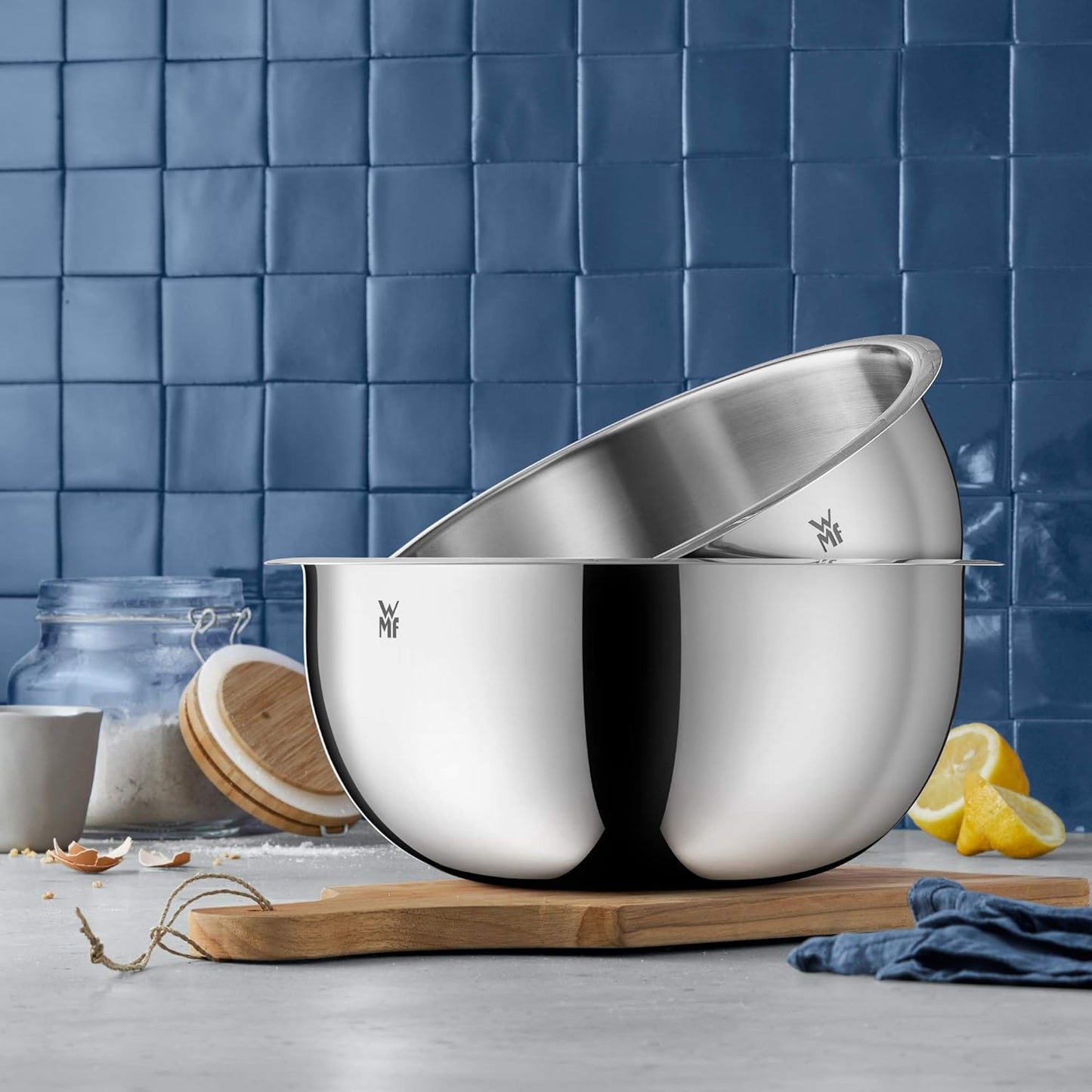 WMF 645709990 Gourmet Bowl Set for Kitchen 4-Piece, Cromargan Stainless Steel, Multifunctional, Mixing Bowl, Serving Bowl, Stackable