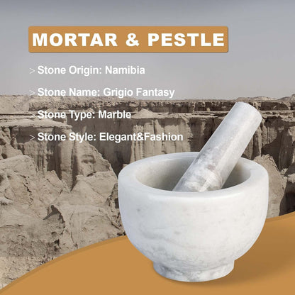 Koville Luxury Marble Mortar and Pestle Set, 7"-4cups Grinder Bowl for Guacamole, Salsa, Pill Crusher, Spice, Herb, Garlic, Nut, Heavy Duty Grinder for Kitchen