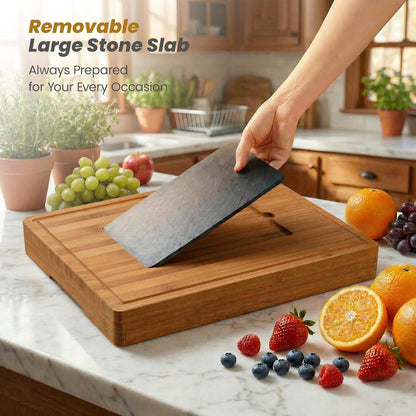 Extra Large Bamboo Charcuterie Board, 3-Layer Pull-Out Cheese Trays