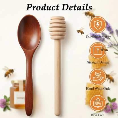 DOPENSPI Honey Dipper Sticks Honey Spoon, Honeys Mixing Stirrer and Spoon