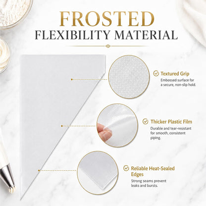 Disposable Piping Bags 12 Inch, Tipless Icing Piping Bags Non-Slip Anti Burst Disposable Pastry Bags for Cream Frosting, Cakes, Chocolate, Cupcakes and Cookies Decoration Supplies