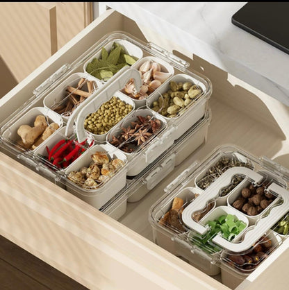 Snackle Box Container, 8 Compartments Divided Serving Tray with Lid and Handle, Portable Snack Box Containers for Veggie Tray Charcuterie Boxes Fruit Storage Candy Organizer (8 Compartments)