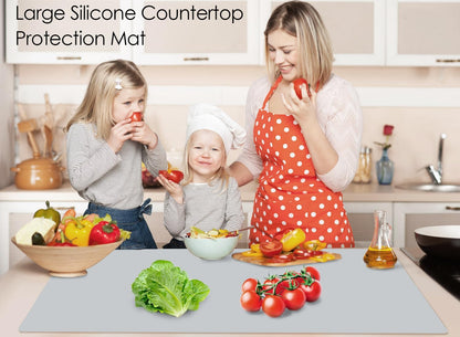Extra Large Silicone Mat, 31.5x23.6 Inch Heat Resistant Mat for Kitchen Counter, Non Stick Silicone Baking Mat for Dough and Pastry, Thick Silicone placement Countertop Protector, Black countertop mat