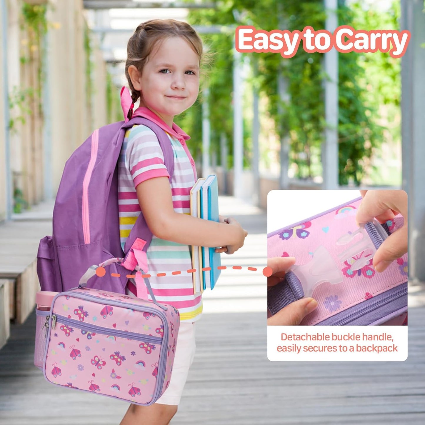 Kids Lunch Bag Boys - Insulated Kids Lunch Box Reusable Lunchbox with Water Bottle Holder Toddler Lunch Tote Bag for School Daycare, Black Dino Fossil