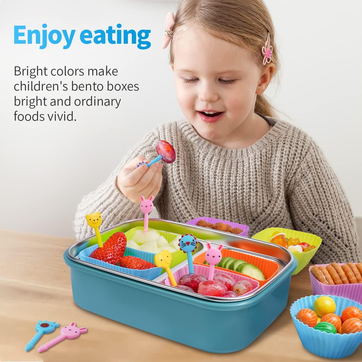 Doiaz Silicone Bento Lunch Box Dividers 3 Shapes of Standard Round & Square & Rectangle - Reusable Silicone Cupcake Liners Non-Stick Muffin Cups for Baking