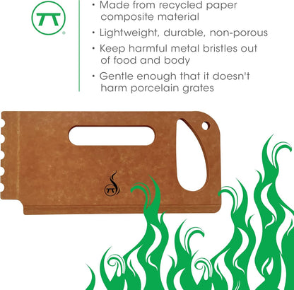 Outset Verde Wooden Grill Scraper, Small Grate Cleaner, No Grooves