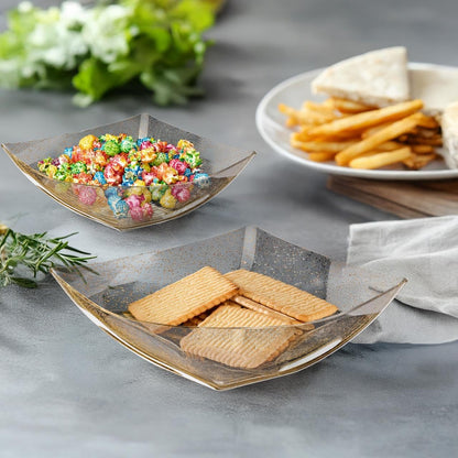 R-kay 6 Pack Square Plastic Serving Bowls - Clear Plastic bowls 16 Oz - Disposable Serving Bowls Heavy Duty For Weddings Catering And Birthday parties