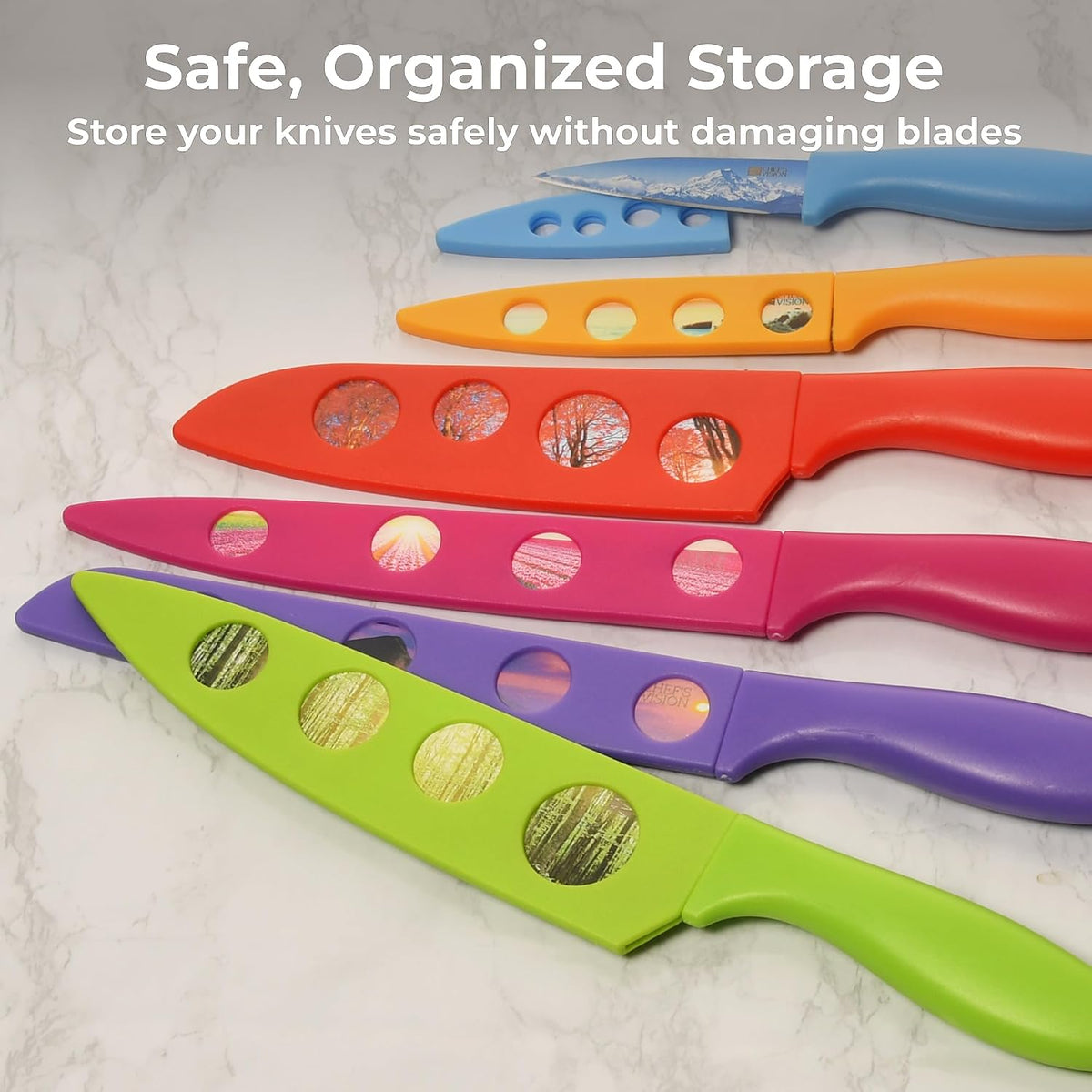 CHEF'S VISION Landscape BladeKeepers, 6 Color-Matched Knife Blade Covers
