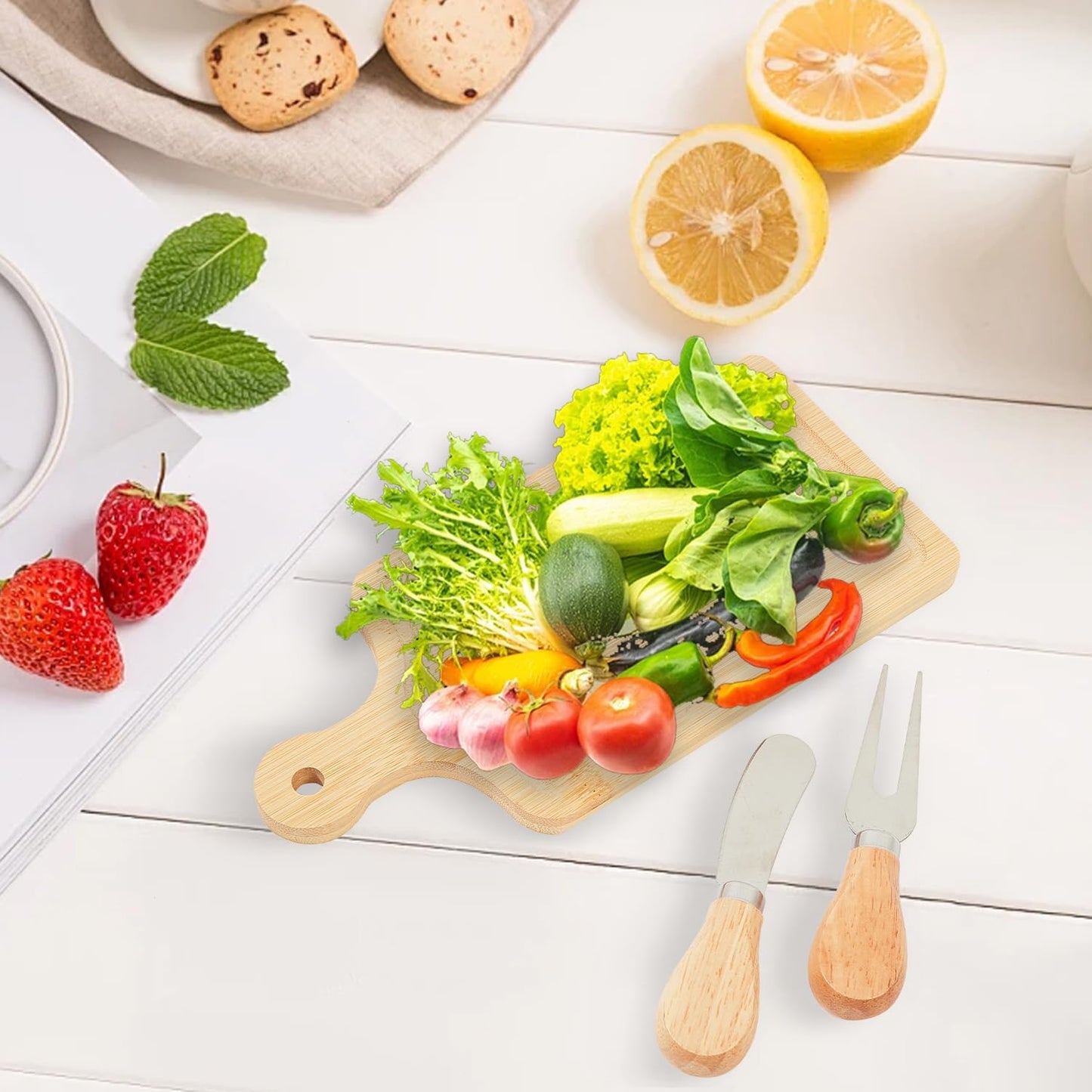 67Pcs Baby Shower Prizes Charcuterie Boards Bulk for Guests Bamboo Cheese Board Gift Set Mini Cutting Boards Wedding Bridal Party Favors for Valentine's Day Housewarming Christmas Birthday, 6 set
