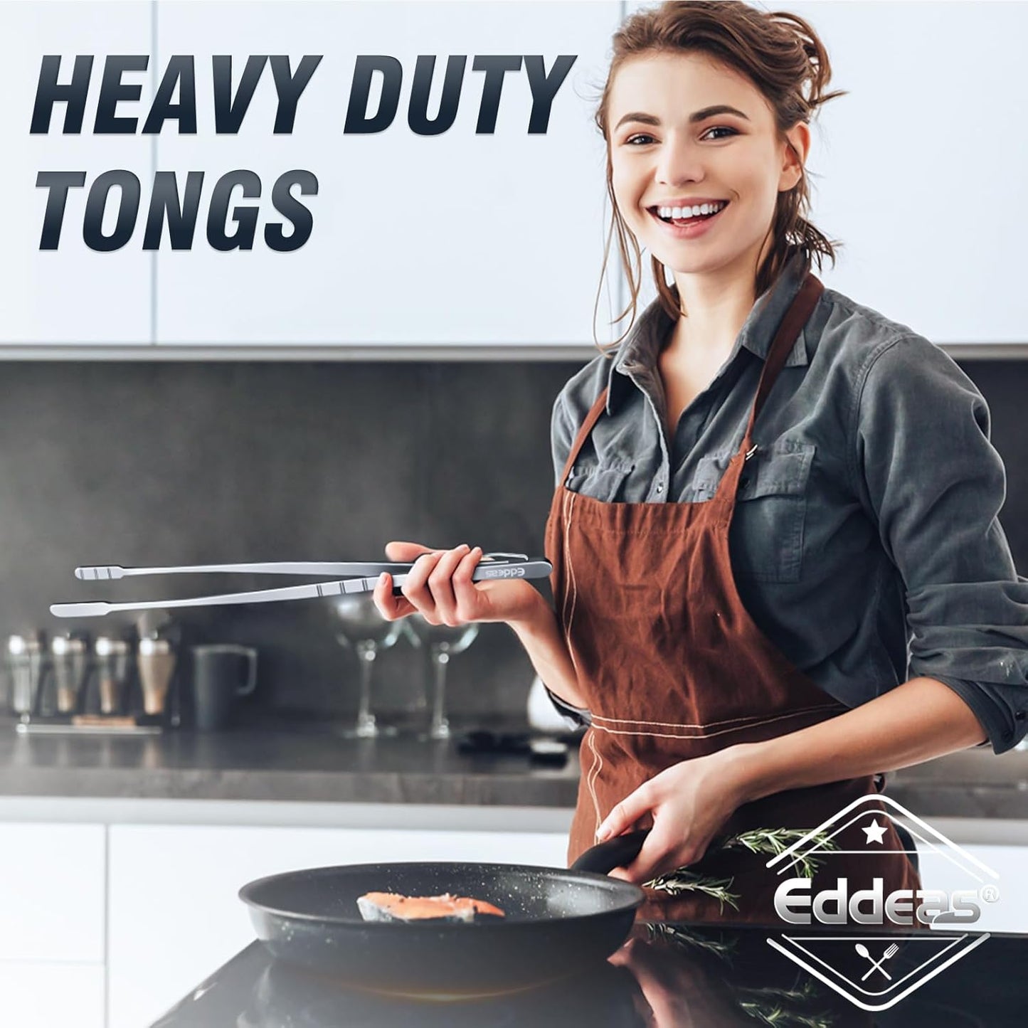 Eddeas Kitchen Tweezers Tongs, Cooking Tweezers Stainless Steel - 3 Size 12'' 10'' & 8 inch Ideal for Meat, pasta, plating and pinching delicate small pieces of food, Set of 3