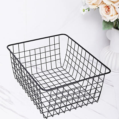 11" Upright Freezer Storage Baskets, Black Wire Storage Bins Small Bakset for Freezer, Pantry, Bathroom Organizing, Set of 2