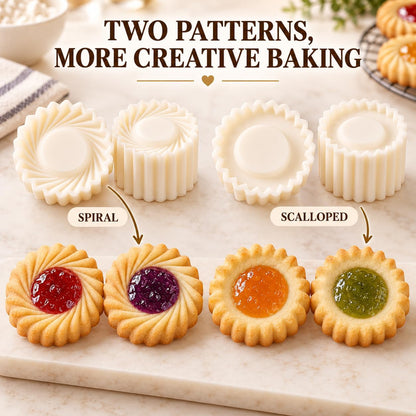 Christmas Tree Cookie Press, Double-Sided Pastry Mold Set, 2-Pack (Silver)