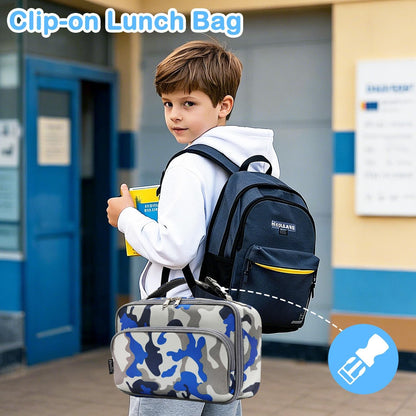 FlowFly Kids Lunch box Insulated Soft Bag Mini Cooler Back to School Thermal Meal Tote Kit for Girls, Boys, Astronaut - Colors A