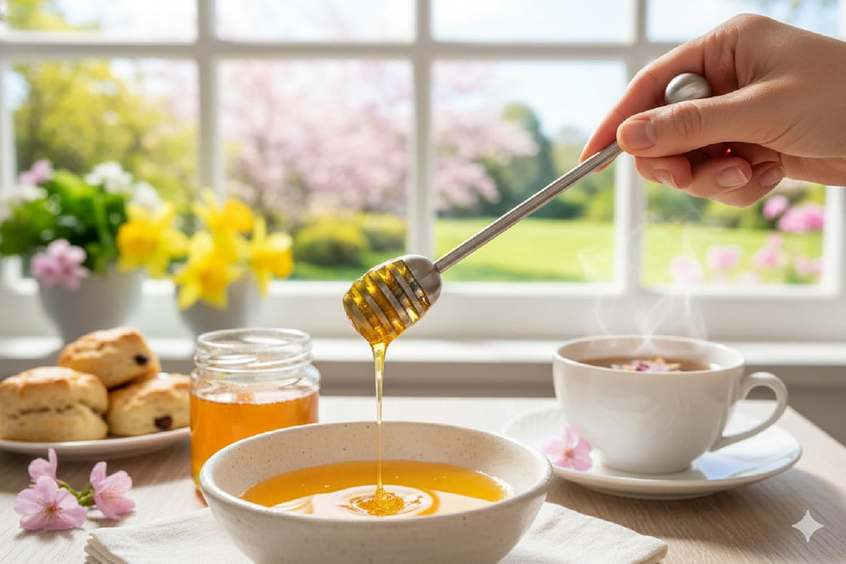 NiceGo Honey Dipper. Premium 304 Stainless Steel Honey Dipper Set, 6.3 Inch Kitchen Stirrer, 2 Pack Deep-Groove Honeycomb Sticks for Syrup, Molasses, and Sauces, Dishwasher Safe. 2 PCS in One Box.