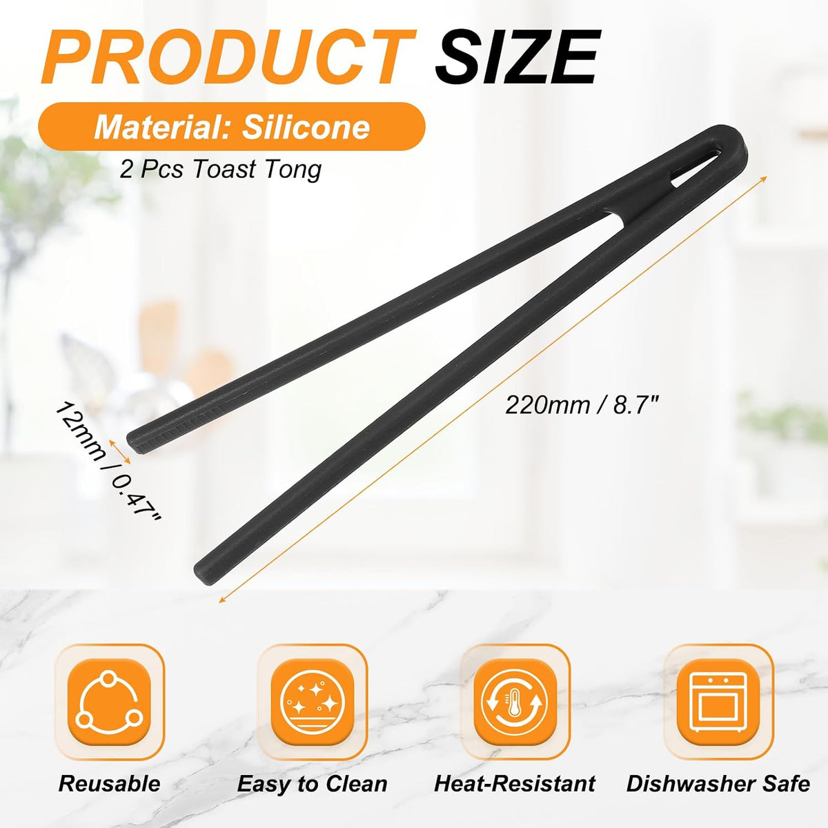 uxcell 8.7" Silicone Toast Tongs, 2Pcs Kitchen Tong Heat Resistant Kitchen Utensil for Cooking Toaster Salad Food BBQ Pan Bacon Fried Steak, Light Green