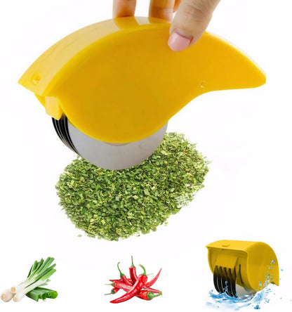 Cilantro Chopper, Herb Roller with 6 Stainless Steel Blade, Manual Herb Chopper, Detachable Washable Herb Cutter, Portable Herb Choppers for Cilantro Scallion Parsley
