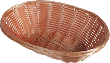12 Pack Plastic Oval Woven Baskets, 10"L x 6"W x 3"H