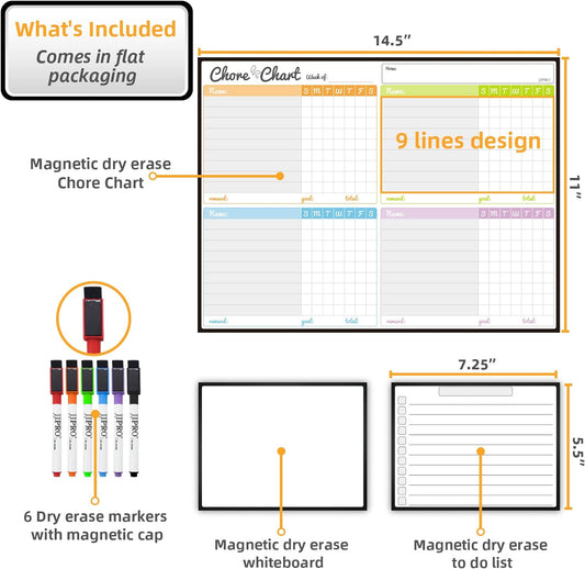 JJPRO Magnetic Dry Erase Monthly Calendar and Weekly Whiteboard for Fridge-Monthly Planner,Weekly Dry Erase Board for Refrigerators,One Bonus Notepad/to Do/Grocery List