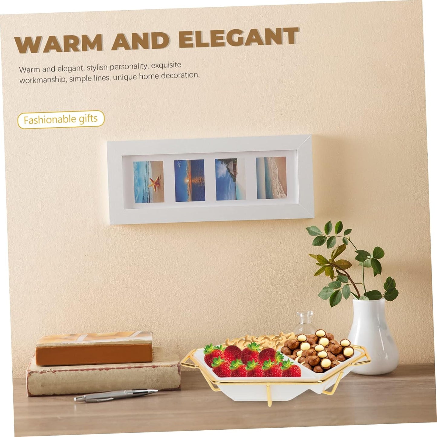 Diamond Platter - Multi-Grids Snack Tray for Dried Fruits Cookies and Candies - Ideal for Kitchen Dining Picnics and Gatherings