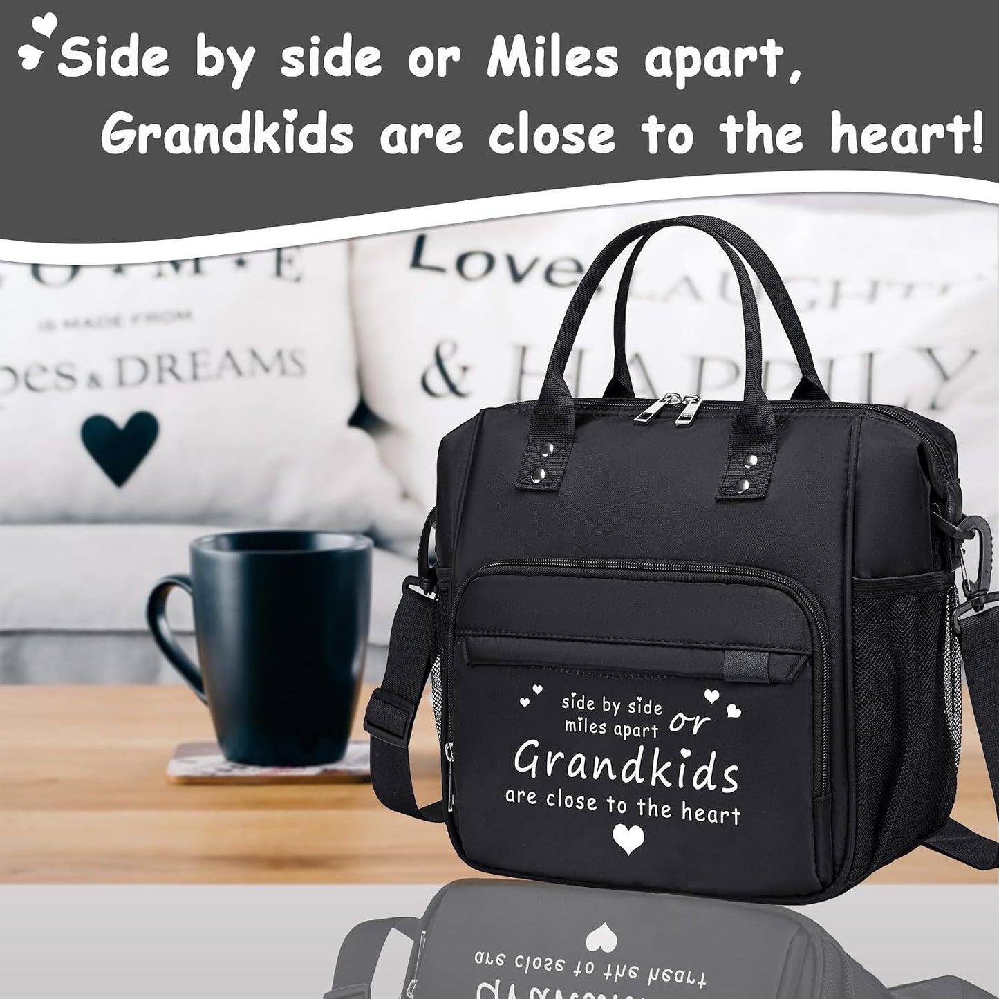 TuErCao Small Lunch Bag Lightweight Insulated Lunch Box for Women Work Portable Soft Cooler for Picnic Travel Road Trips, Loncheras para Mujer, Black
