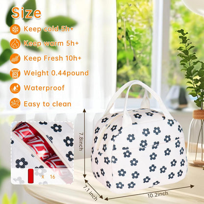 Lunch Bag for Women Men Girl,Large Cute Corduroy Lunch Tote Bags - Reusable Insulated Lunch Box for women with Handle, Leakproof WaterProof Design for Office, School, Work,Picnic.