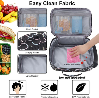 RHCPFOVR Kids Lunch Bag - Insulated Lunch Box for Boys Girls,Washable Lunch Bag and Reusable Toddler Leak-proof Lunchbox for School and Daycare - Colors A